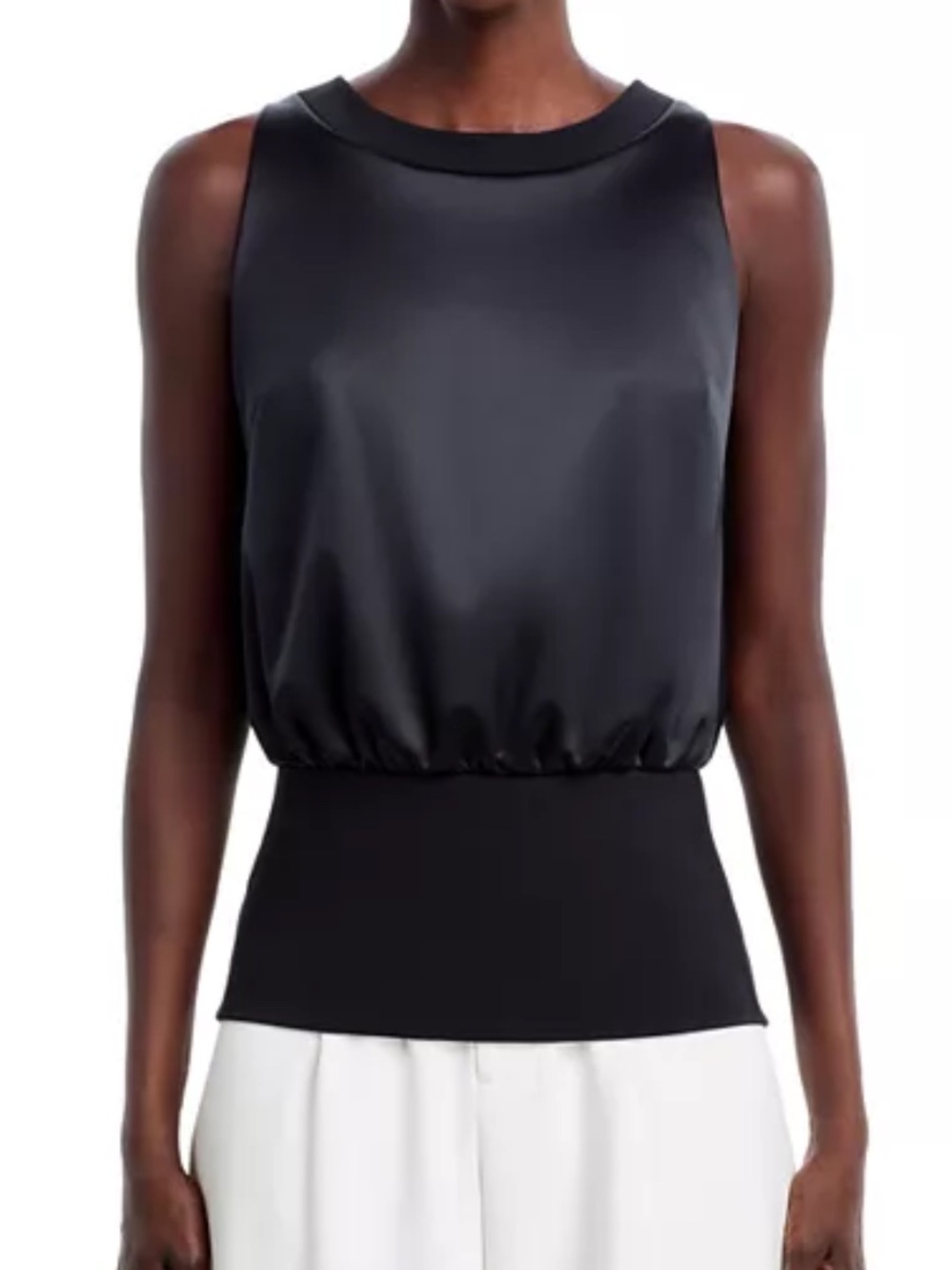 New Chiara Boni La Petite Robe Sniza Satin Blouse in Black Size 10